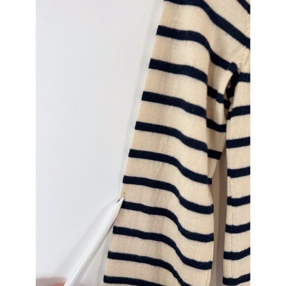 APC Womens Sweater Beige Striped Wool Crewneck Pullover Long Sleeve Jumper Small - Picture 10 of 11